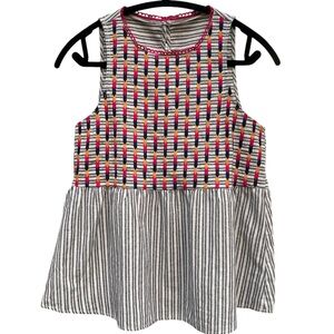 Savanna Jane Peplum Sleeveless Top Boho Striped Babydoll Size Small EUC